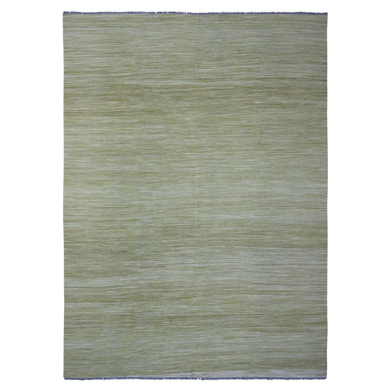 Flat Weave Wool Hand Woven Rug Green 8.8x12.0 -O020097