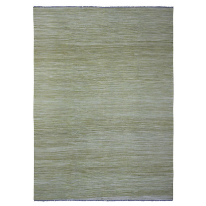 Flat Weave Wool Hand Woven Rug Green 8.8x12.0 -O020097