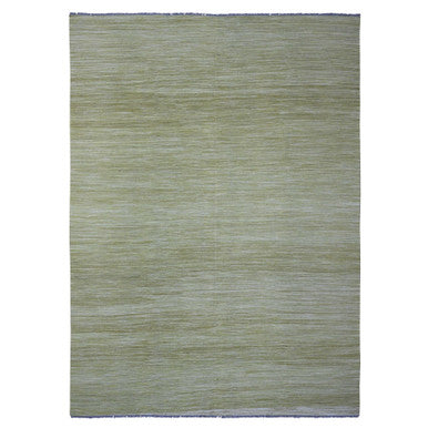 Flat Weave Wool Hand Woven Rug Green 8.8x12.0 -O020097