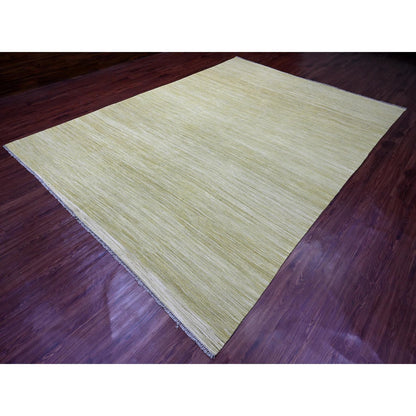 Flat Weave Wool Hand Woven Rug Green 8.8x12.0 -O020097