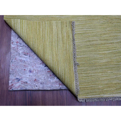 Flat Weave Wool Hand Woven Rug Green 8.8x12.0 -O020097