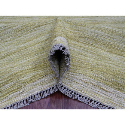 Flat Weave Wool Hand Woven Rug Green 8.8x12.0 -O020097