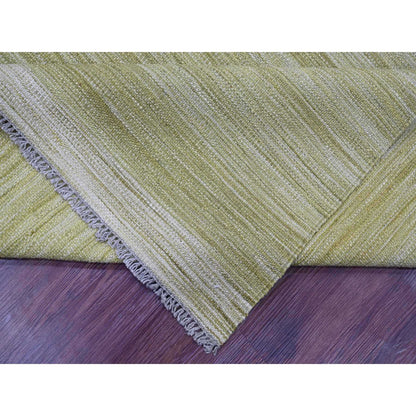 Flat Weave Wool Hand Woven Rug Green 8.8x12.0 -O020097