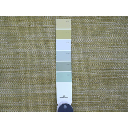 Flat Weave Wool Hand Woven Rug Green 8.8x12.0 -O020097