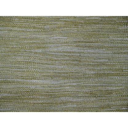 Flat Weave Wool Hand Woven Rug Green 8.8x12.0 -O020097