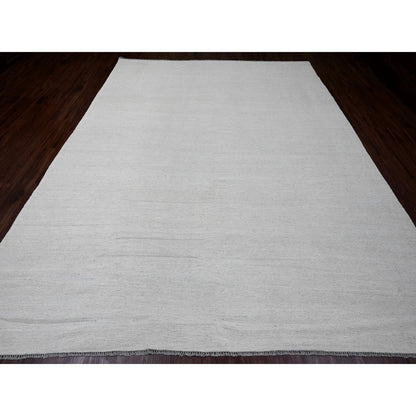 Flat Weave Wool Hand Woven Rug Ivory 9.0x12.0 -O020099