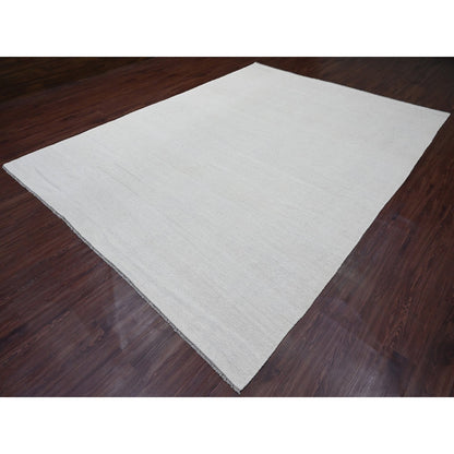 Flat Weave Wool Hand Woven Rug Ivory 9.0x12.0 -O020099