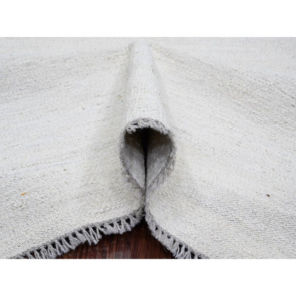 Flat Weave Wool Hand Woven Rug Ivory 9.0x12.0 -O020099