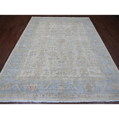 Heriz Wool Hand Knotted Rug Ivory 8.2x9.11 -O020101
