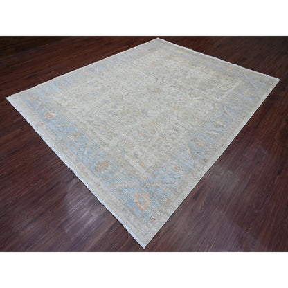 Heriz Wool Hand Knotted Rug Ivory 8.2x9.11 -O020101