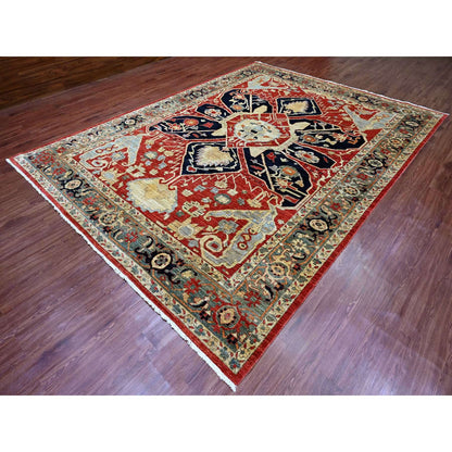 Heriz Wool Hand Knotted Rug Red 8.11x12.0 -O020104