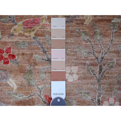 Oushak And Peshawar Wool Hand Knotted Rug Brown 2.7x15.0 -O020106