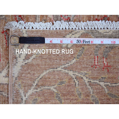 Oushak And Peshawar Wool Hand Knotted Rug Brown 2.7x15.0 -O020106