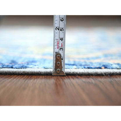 Oushak And Peshawar Wool Hand Knotted Rug Blue 3.0x21.3 -O020107
