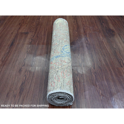 Oushak And Peshawar Wool Hand Knotted Rug Grey 2.6x6.2 -O020108