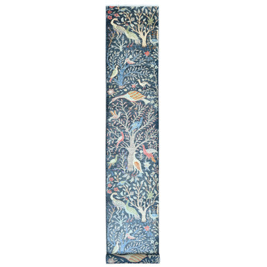 Oushak And Peshawar Wool Hand Knotted Rug Blue 2.6x19.3 -O020109