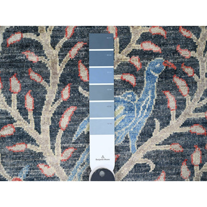 Oushak And Peshawar Wool Hand Knotted Rug Blue 2.6x19.3 -O020109
