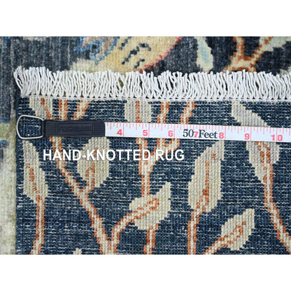 Oushak And Peshawar Wool Hand Knotted Rug Blue 2.6x19.3 -O020109