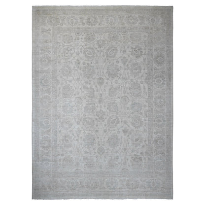 Oushak And Peshawar Wool Hand Knotted Rug Ivory 11.5x15.1 -O020114