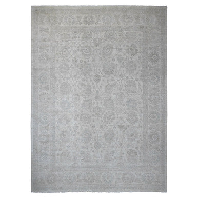 Oushak And Peshawar Wool Hand Knotted Rug Ivory 11.5x15.1 -O020114
