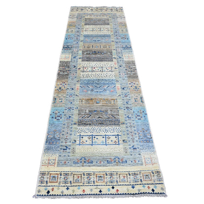 Tribal & Geometric Wool Hand Knotted Rug Brown 2.10x9.6 -O020115