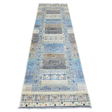 Tribal & Geometric Wool Hand Knotted Rug Brown 2.10x9.6 -O020115