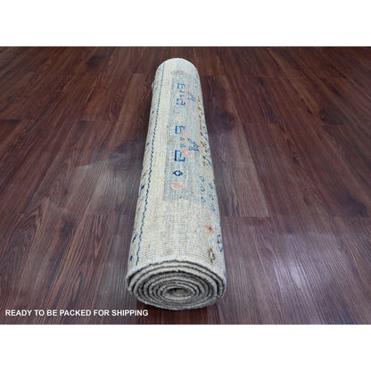 Tribal & Geometric Wool Hand Knotted Rug Brown 2.10x9.6 -O020115