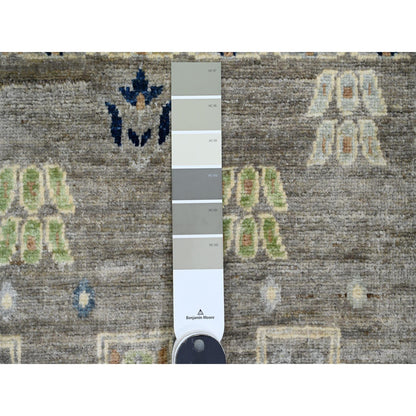 Tribal & Geometric Wool Hand Knotted Rug Grey 2.8x9.7 -O020117