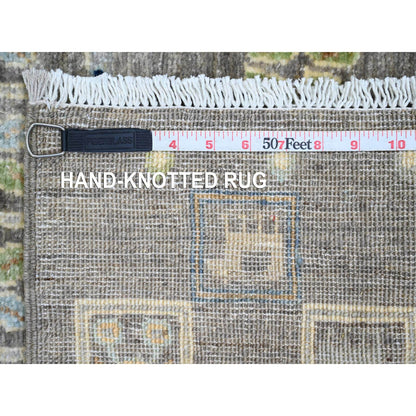 Tribal & Geometric Wool Hand Knotted Rug Grey 2.8x9.7 -O020117