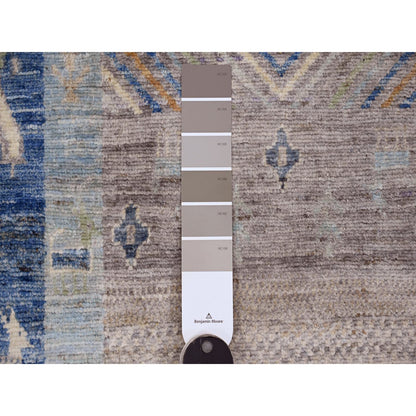 Tribal & Geometric Wool Hand Knotted Rug Blue 2.8x19.1 -O020118