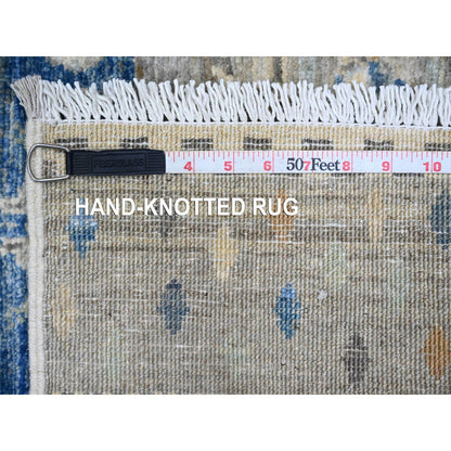 Tribal & Geometric Wool Hand Knotted Rug Blue 2.8x19.1 -O020118