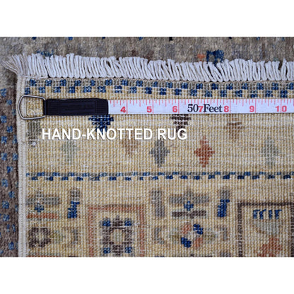 Tribal & Geometric Wool Hand Knotted Rug Ivory 2.7x10.3 -O020123