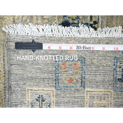 Tribal & Geometric Wool Hand Knotted Rug Grey 2.8x7.7 -O020124