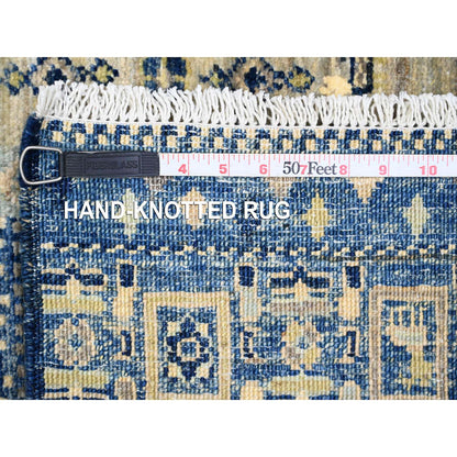 Tribal & Geometric Wool Hand Knotted Rug Blue 2.6x9.8 -O020125