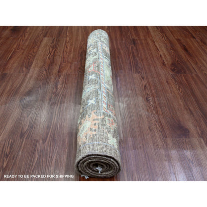 Oushak And Peshawar Wool Hand Knotted Rug Brown 2.11x5.10 -O020138