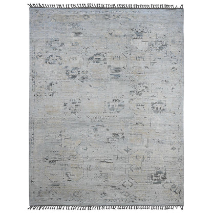 Tribal & Geometric Wool Hand Knotted Rug Grey 8.11x12.1 -O020146