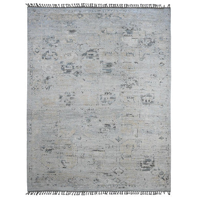 Tribal & Geometric Wool Hand Knotted Rug Grey 8.11x12.1 -O020146