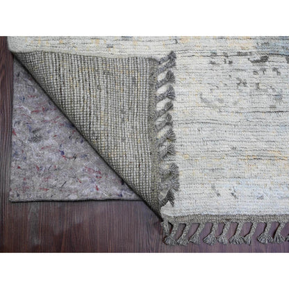 Tribal & Geometric Wool Hand Knotted Rug Grey 8.11x12.1 -O020146