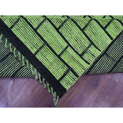 Tribal & Geometric Wool Hand Knotted Rug Green 8.2x10.6 -O020147