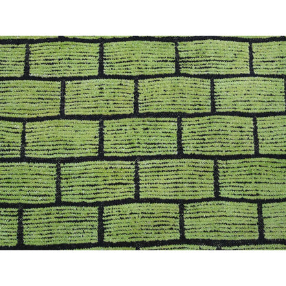 Tribal & Geometric Wool Hand Knotted Rug Green 8.2x10.6 -O020147