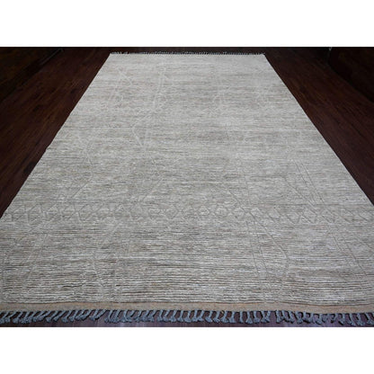 Tribal & Geometric Wool Hand Knotted Rug Grey 9.8x14.7 -O020148