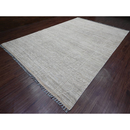 Tribal & Geometric Wool Hand Knotted Rug Grey 9.8x14.7 -O020148