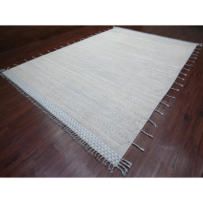 Tribal & Geometric Wool Hand Knotted Rug Grey 10.2x14.7 -O020149