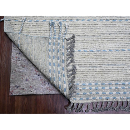 Tribal & Geometric Wool Hand Knotted Rug Grey 10.2x14.7 -O020149