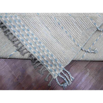 Tribal & Geometric Wool Hand Knotted Rug Grey 10.2x14.7 -O020149