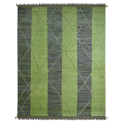 Tribal & Geometric Wool Hand Knotted Rug Green 11.7x14.8 -O020150