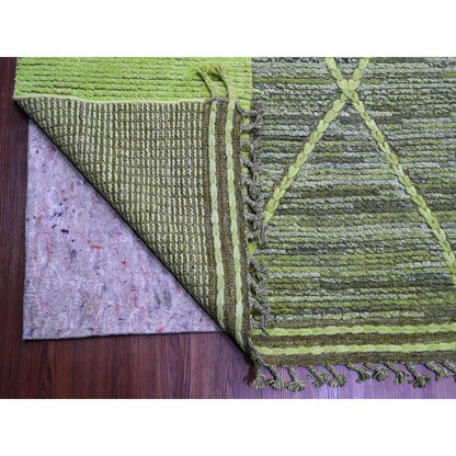 Tribal & Geometric Wool Hand Knotted Rug Green 11.7x14.8 -O020150