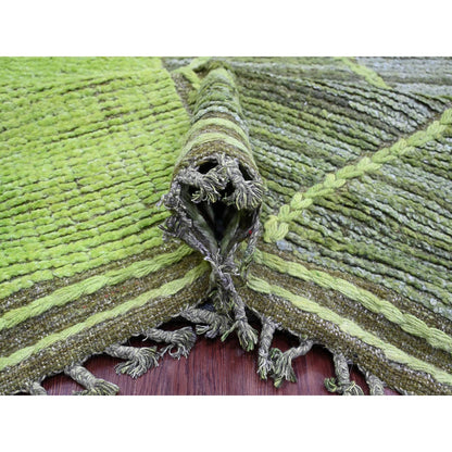 Tribal & Geometric Wool Hand Knotted Rug Green 11.7x14.8 -O020150