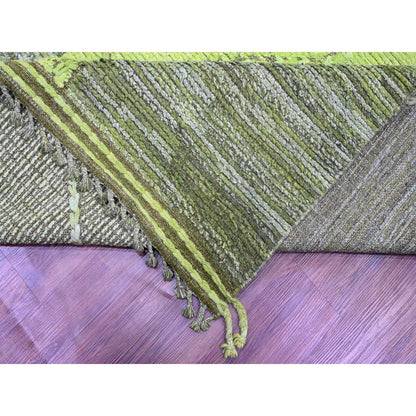 Tribal & Geometric Wool Hand Knotted Rug Green 11.7x14.8 -O020150