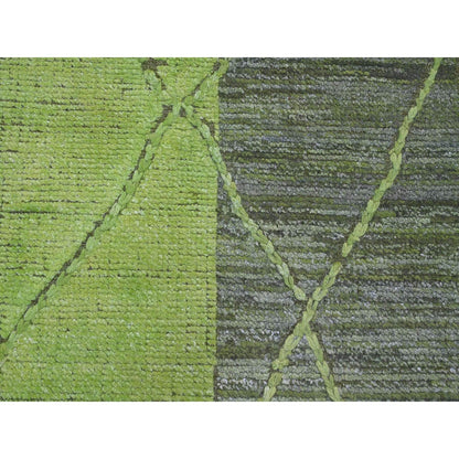 Tribal & Geometric Wool Hand Knotted Rug Green 11.7x14.8 -O020150